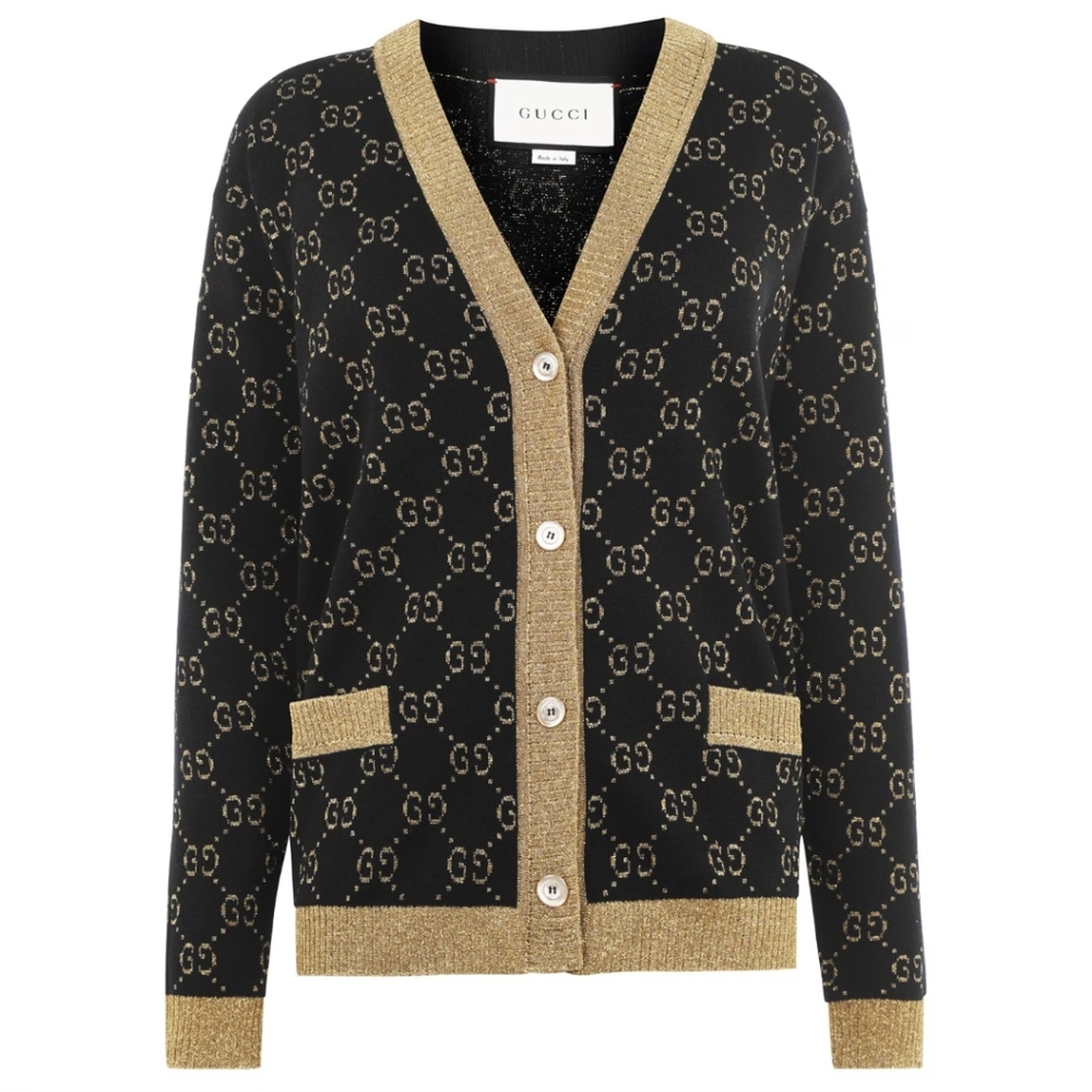 GUCCI Black and Gold Cardigan Size Medium
